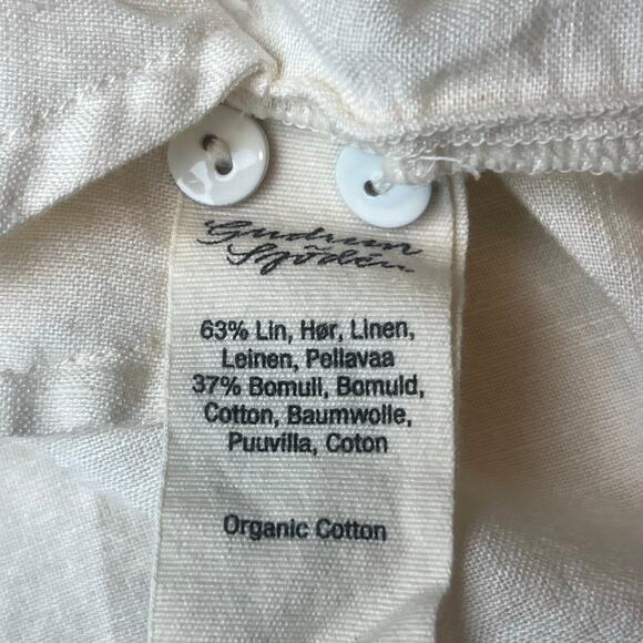 Gudrun Sjödén Embroidered Linen Cotton Peasant Blouse Top Tunic Size Large - Picture 8 of 8